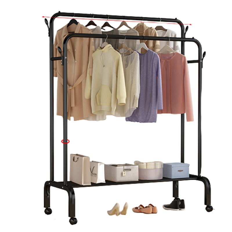 Movable clothes rack floor bedroom clothes folding hanger indoor simple drying rack balcony clothes drying rack