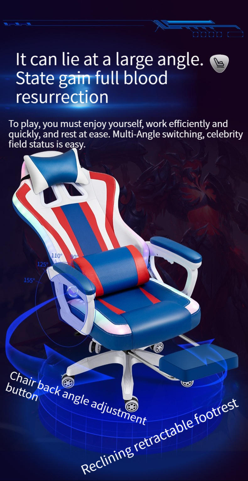 Ergonomic Carbon Fiber Leather High Back Video Game Chair Heavy Duty Swivel Gaming Chair with Lumbar Support for Adult