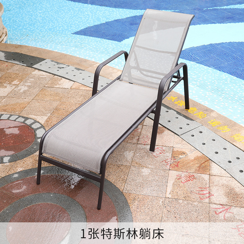 Sun Lounger With Adjustable Back Beach Outdoor Swimming Pool Folding Sun Lounger Chair