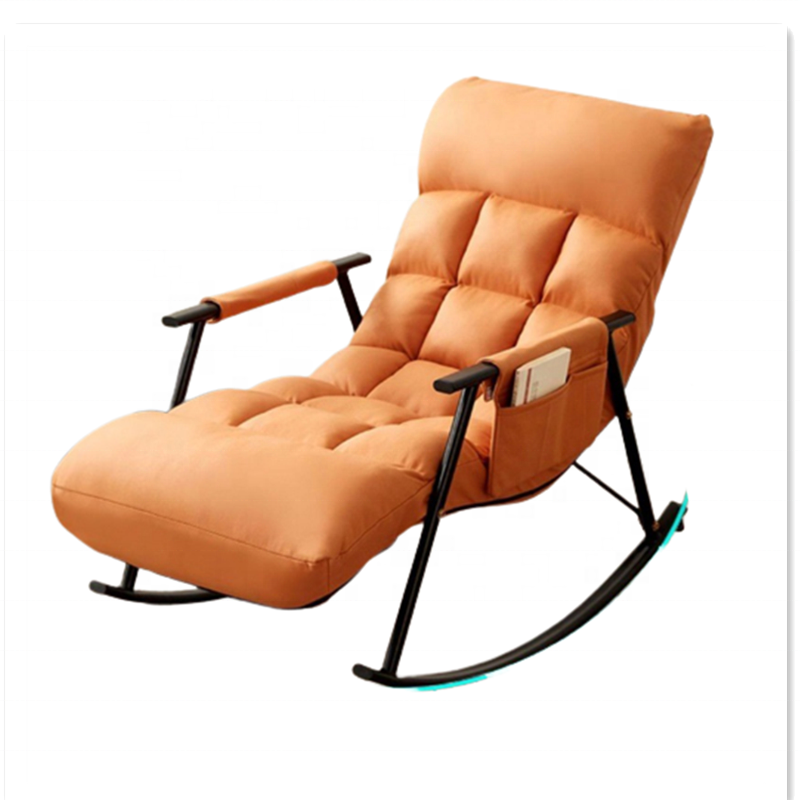 Comfortable new design cloth rocking chair light luxury balcony living room bedroom leisure chair reclining sofa chair