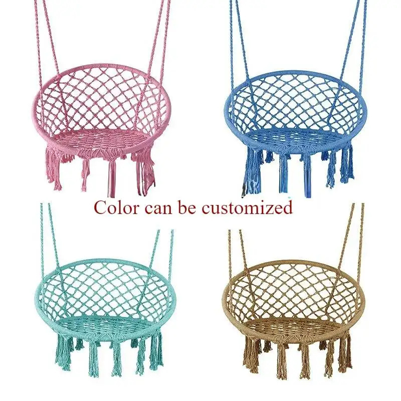 Popular Handwoven Cotton Hammock Macrame Swing Indoor Outdoor Patio Chair macrame swing colorful cotton swing