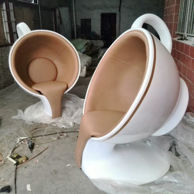 Milk tea shop tea cup modeling creative leisure FRP coffee cup seat mall  Cappuccino style lounge chair