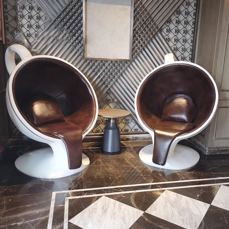 Milk tea shop tea cup modeling creative leisure FRP coffee cup seat mall  Cappuccino style lounge chair