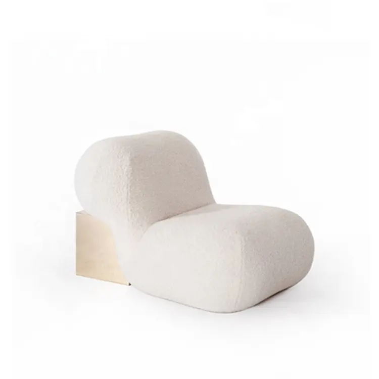 Tufted plush lamb wool stainless steel high heeled shoe design teddy velvet chair home living room single sofa