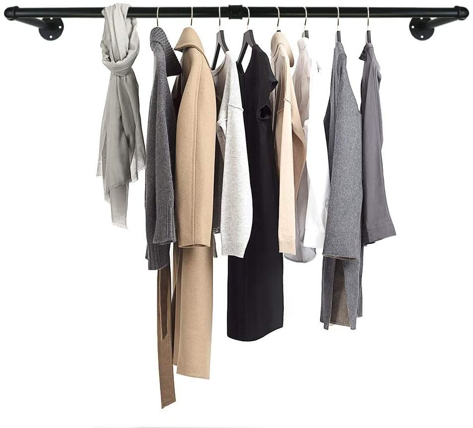 Multi-Purpose detachable hanging clothes drying rack industrial pipe wall mounted coat rack