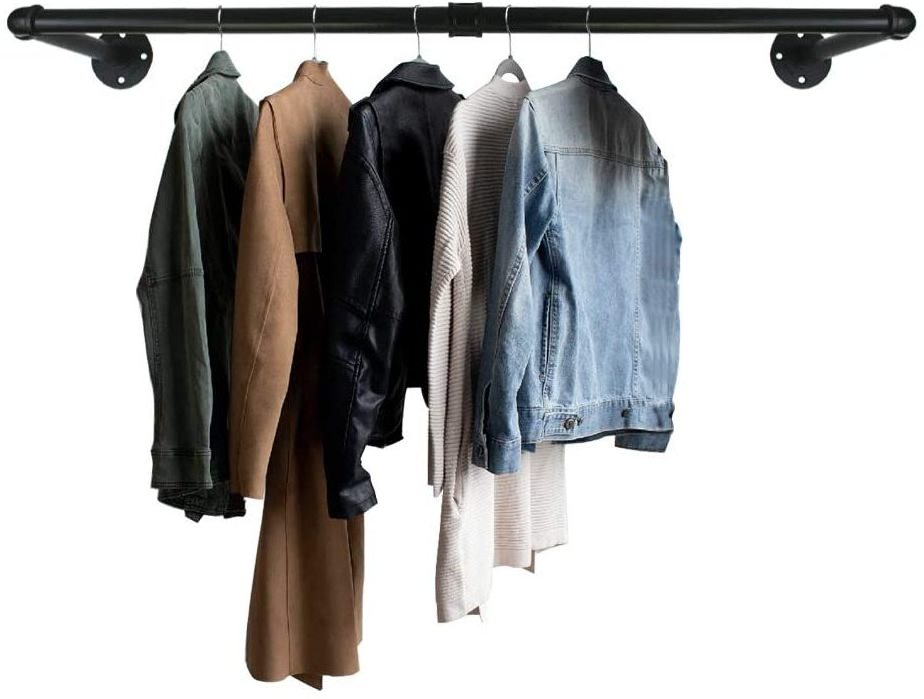 Multi-Purpose detachable hanging clothes drying rack industrial pipe wall mounted coat rack