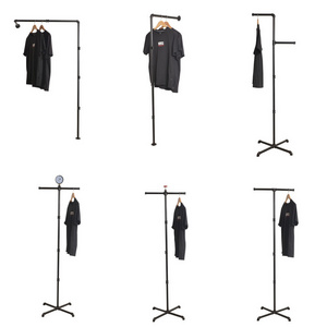 Bedroom new simple floor clothes rack industrial style single bar clothing pipe hanger