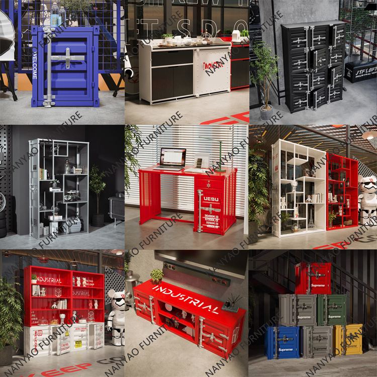 Customized Industrial commercial furniture, coffee bar restaurant creative  Iron oil bucket tower design table and chair