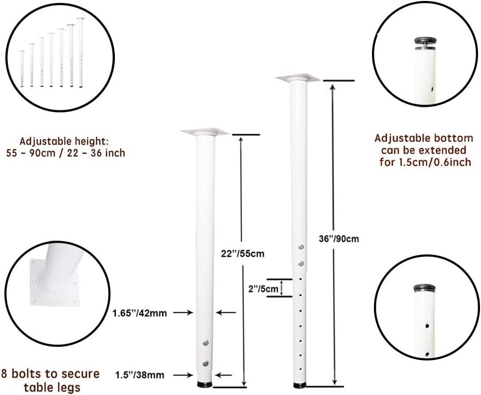 60-100cm, 24-40 inch modern round matte iron adjustable office coffee home dining sofa furniture metal student desk table legs