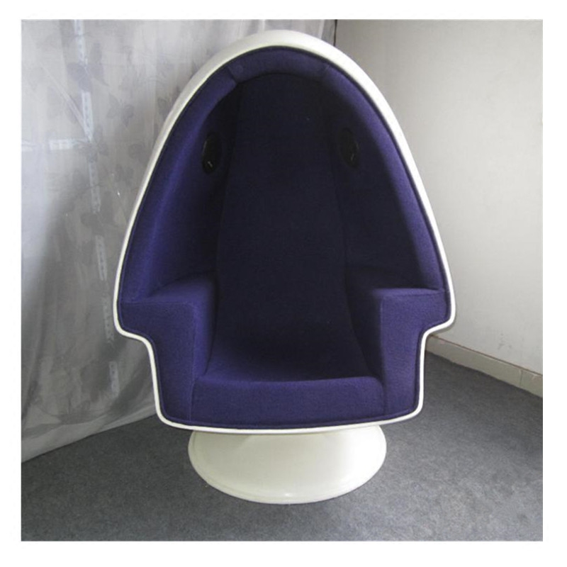 Lee west stereo alpha egg pod speaker chair, modern comfortable swivel fiberglass shell fabric cushion pod ball lounge chair