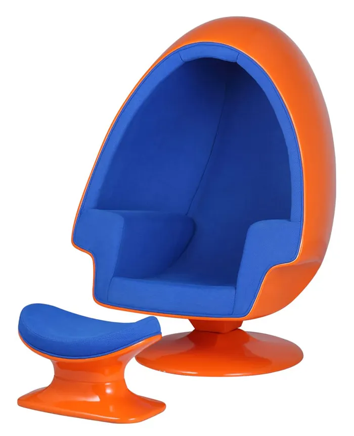 Lee west stereo alpha egg pod speaker chair, modern comfortable swivel fiberglass shell fabric cushion pod ball lounge chair