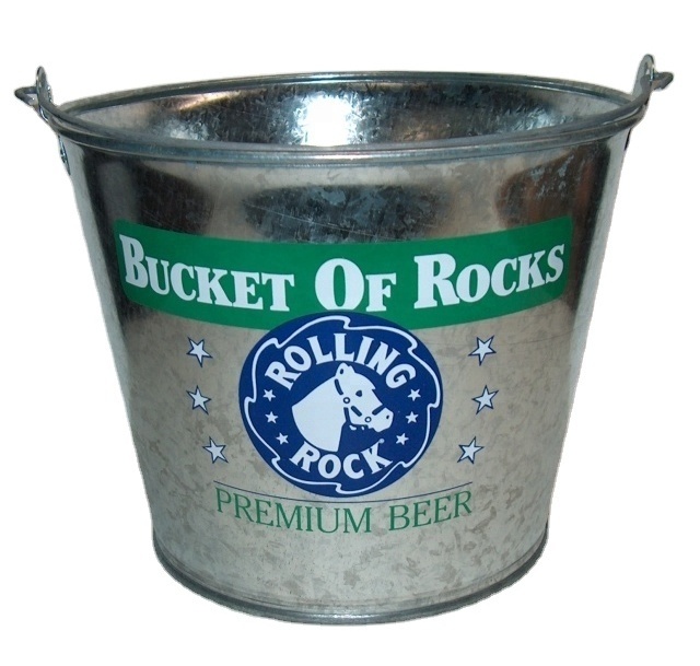 Custom Logo Wholesale Cheap Price Metal Beer Ice Bucket Tin Metal Beer Bucket Galvanized Metal Beer Bucket