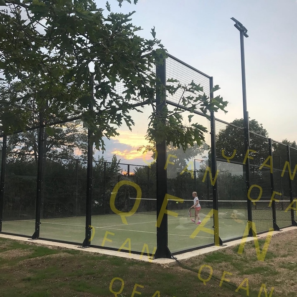 QFAN Factory Price Panoramic Padel Tennis Court with Covers for Rainproof With 15mm Turf Imported Taiwan