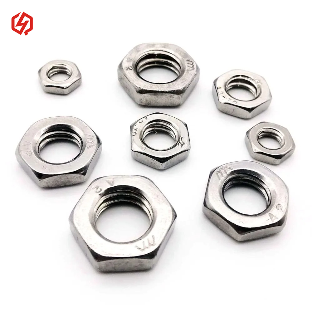 O-Ring Groove Stainless Steel SS304 Hex Nut Thin Nut SS304 M8x0.75 M10x1.25 Jam Nut