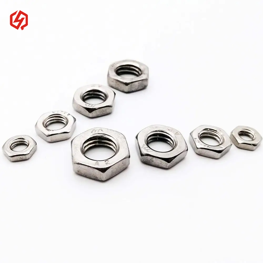 O-Ring Groove Stainless Steel SS304 Hex Nut Thin Nut SS304 M8x0.75 M10x1.25 Jam Nut