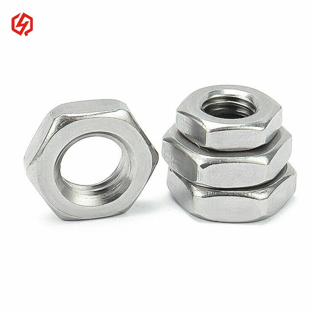 O-Ring Groove Stainless Steel SS304 Hex Nut Thin Nut SS304 M8x0.75 M10x1.25 Jam Nut