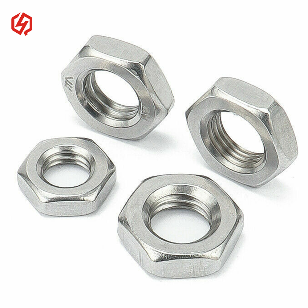 O-Ring Groove Stainless Steel SS304 Hex Nut Thin Nut SS304 M8x0.75 M10x1.25 Jam Nut