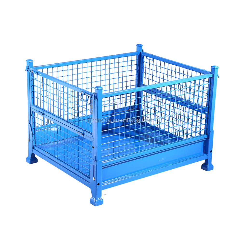 Warehouse Collapsible Metal Box Foldable Container Scrap Box Metal Cage