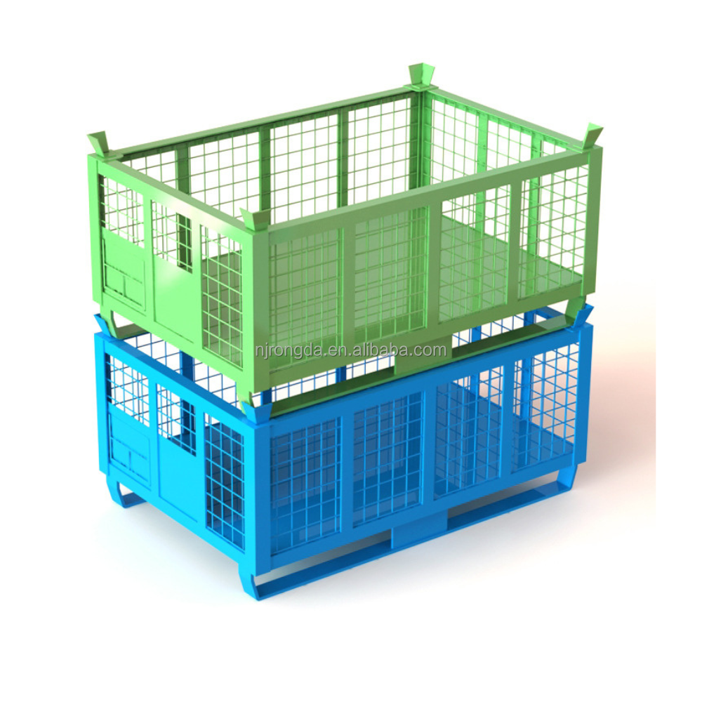 Warehouse Collapsible Metal Box Foldable Container Scrap Box Metal Cage