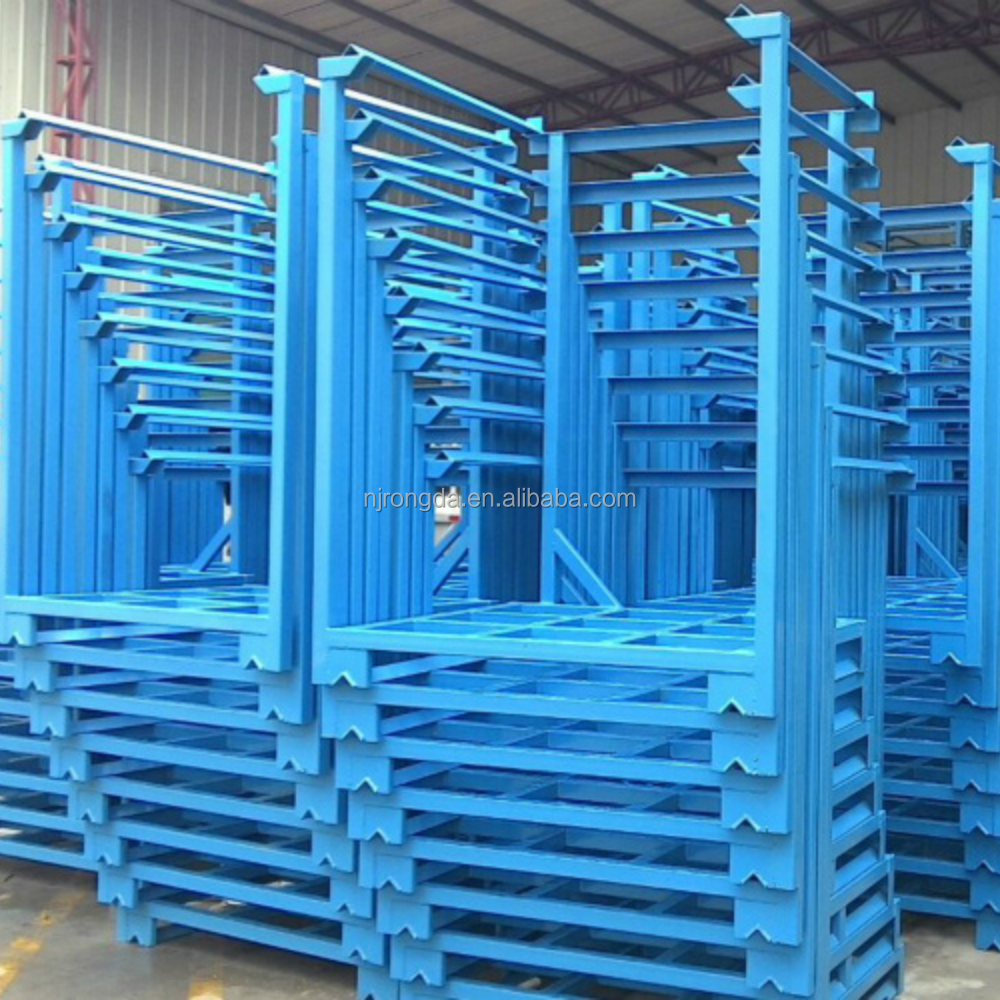 Warehouse heavy duty welded industrial folding steel metal storage stacking racks for heavy weight