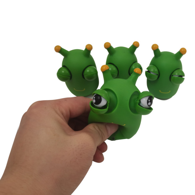 Factory Stress Fidget Toys Green Vegetable Bug Eye 5D Eye caterpillar Popping Worm Squeeze Toys Funny Grass Worm Pinch Toy