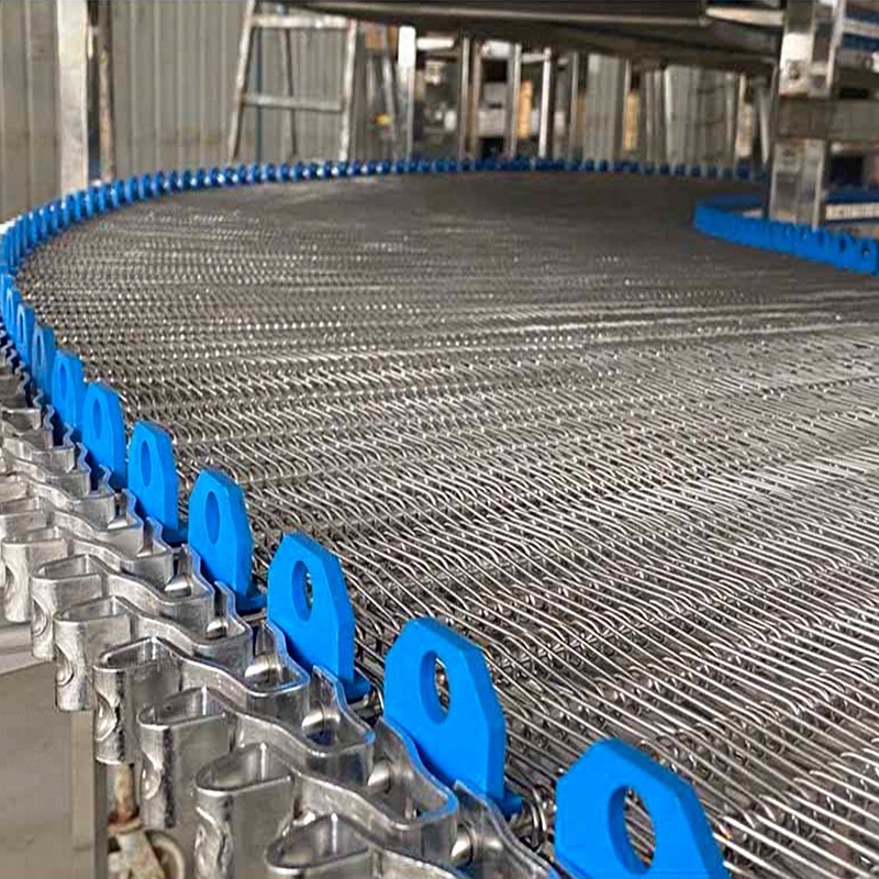 Spiral Cooler Conveyor Tower Using Stainless steel Spiral Grid wire mesh Conveyor Belt for Food Bread Pita Dough Cooling