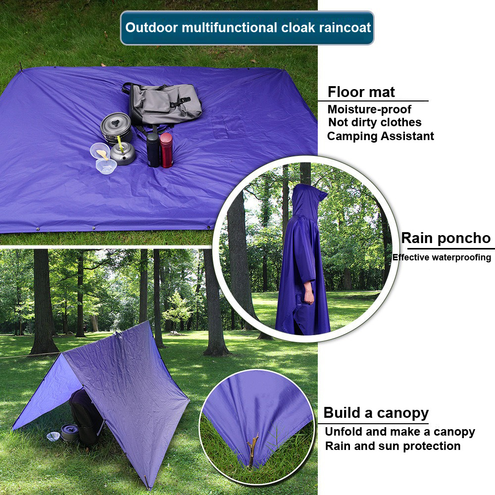 Three in one multifunctional Waterproof Raincoat Universal Backpack Poncho Impermeable Camping Hiking Rain Cape