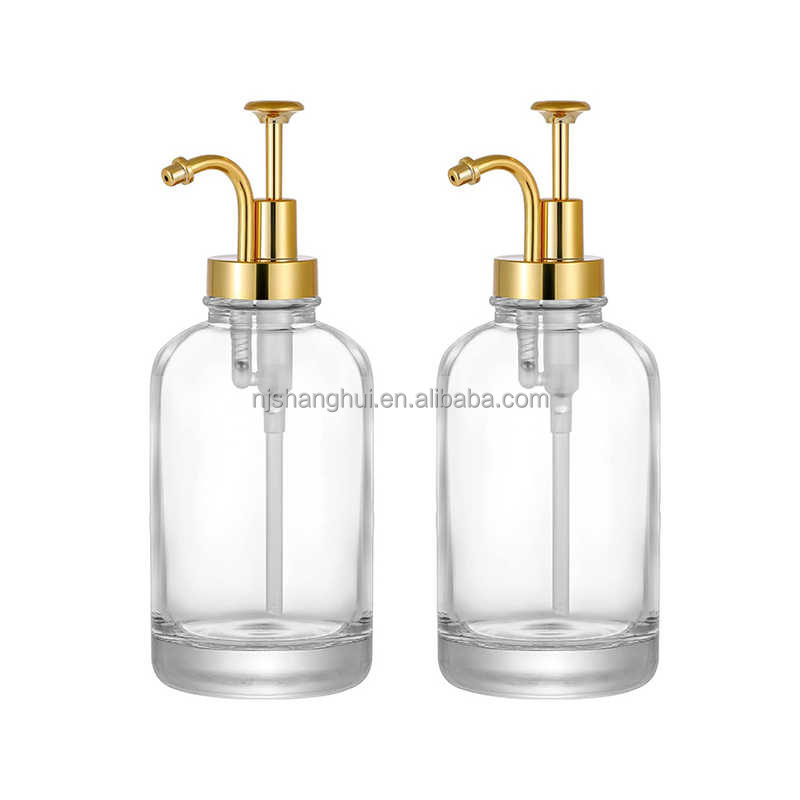 Wholesale customized with advanced gold pump waterproof label Personal care lotion packaging liquid glass soap dispenser