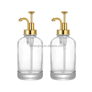 Wholesale customized with advanced gold pump waterproof label Personal care lotion packaging liquid glass soap dispenser