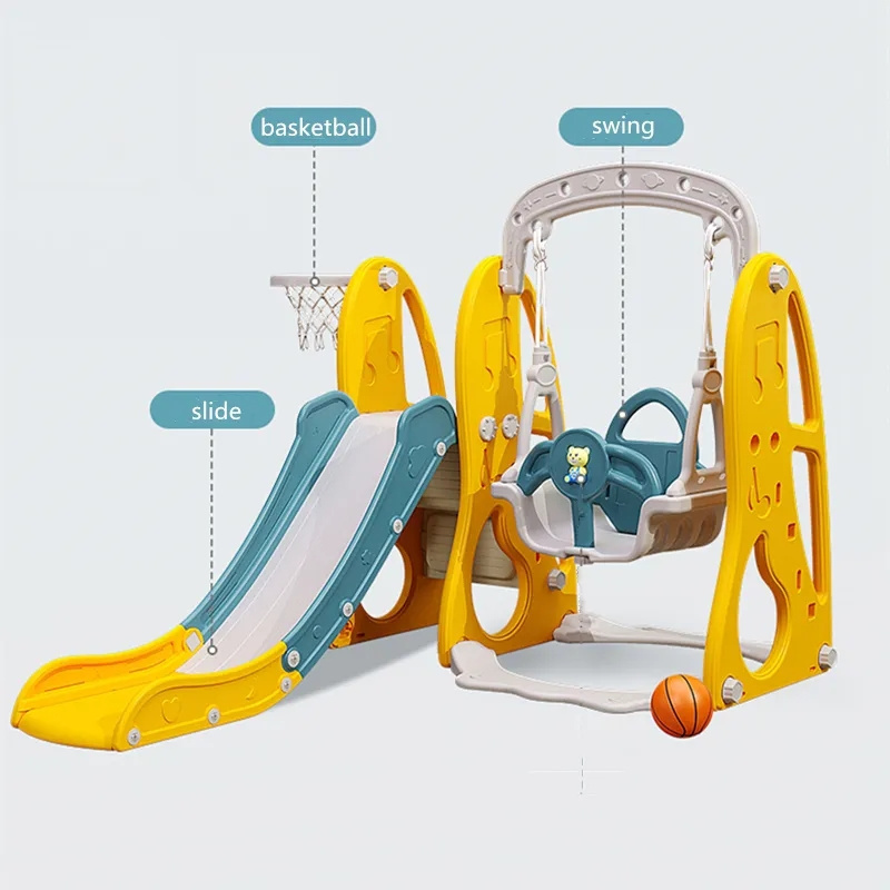 Latest Style Kindergarten Indoor 3 in 1 Plastic Combination Indoor Slide and Swing Set for Kids