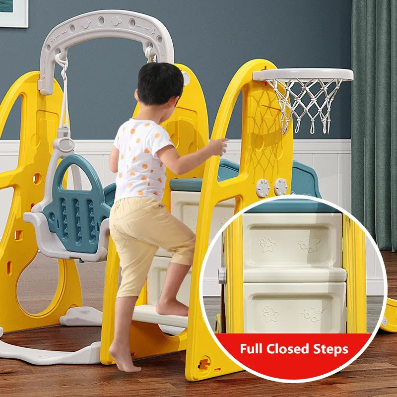 Latest Style Kindergarten Indoor 3 in 1 Plastic Combination Indoor Slide and Swing Set for Kids