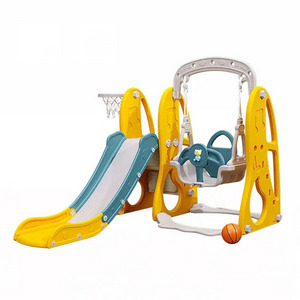 Latest Style Kindergarten Indoor 3 in 1 Plastic Combination Indoor Slide and Swing Set for Kids