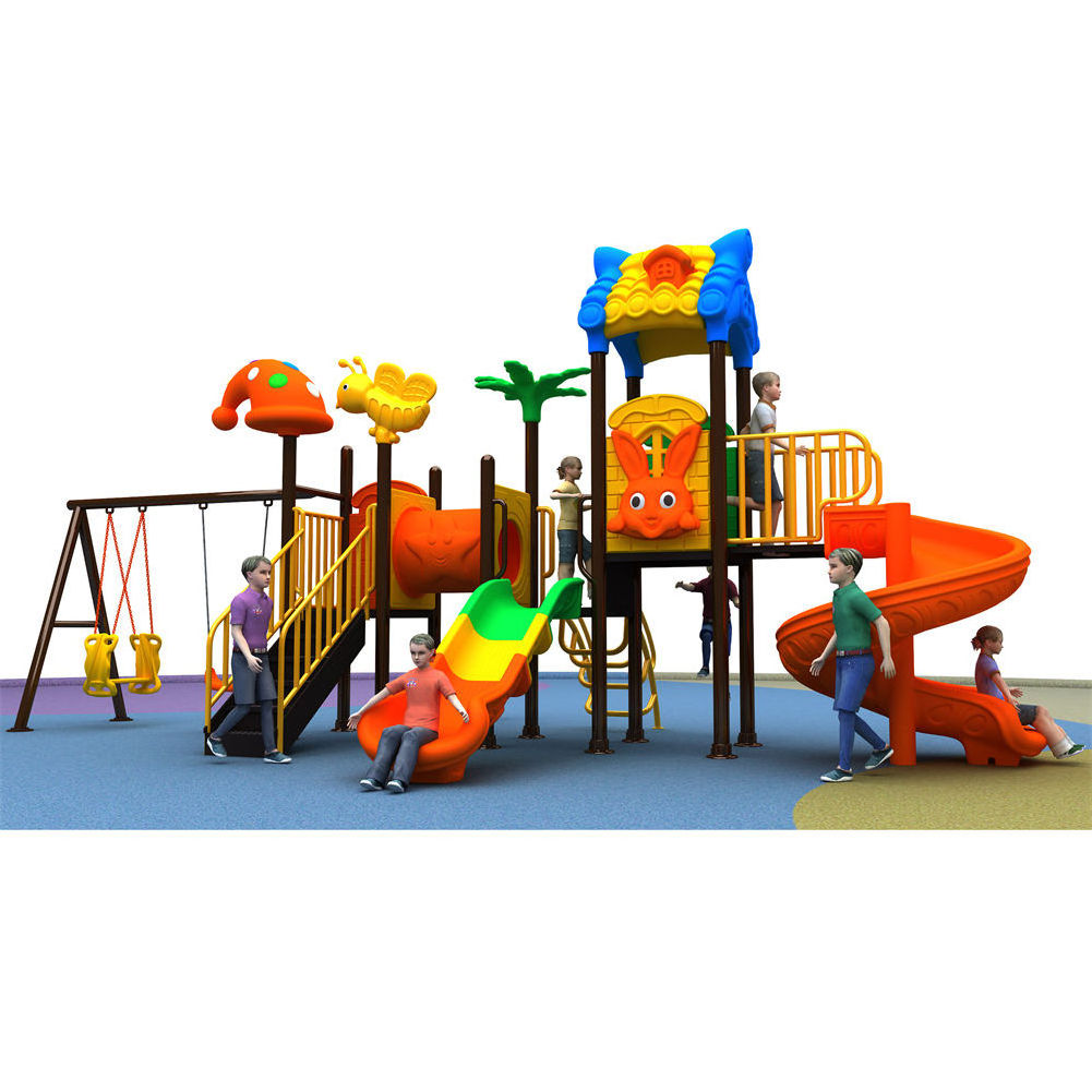 TOP Backyard Plastic Slide Gym Equipment Swing and Slide Set Outdoor For Kids Playhouse