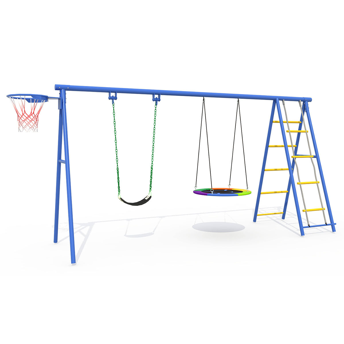 Children Garden Outdoor Metal Saucer Swing Set Belt Basketball Rim Commercial Outdoor Playground Swing With Slide