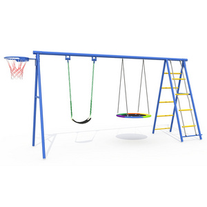 Children Garden Outdoor Metal Saucer Swing Set Belt Basketball Rim Commercial Outdoor Playground Swing With Slide