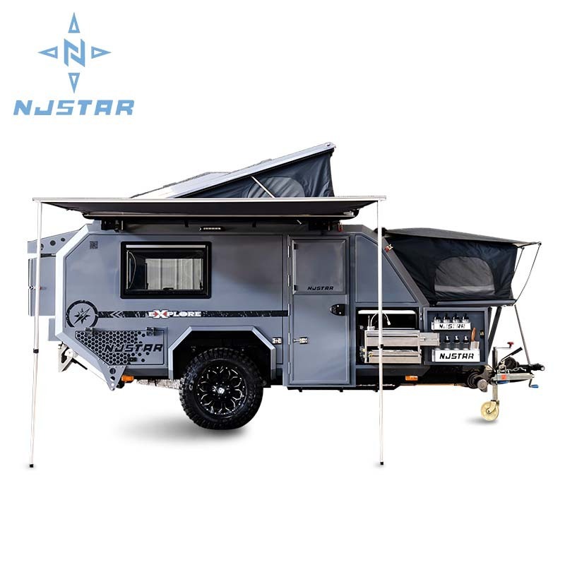 NJSTAR Hot Sale 16ft Luxury Blue Harga Hybrid Australia Standard Mobile Slide out Car Rv Caravan off Road Camper Travel Trailer