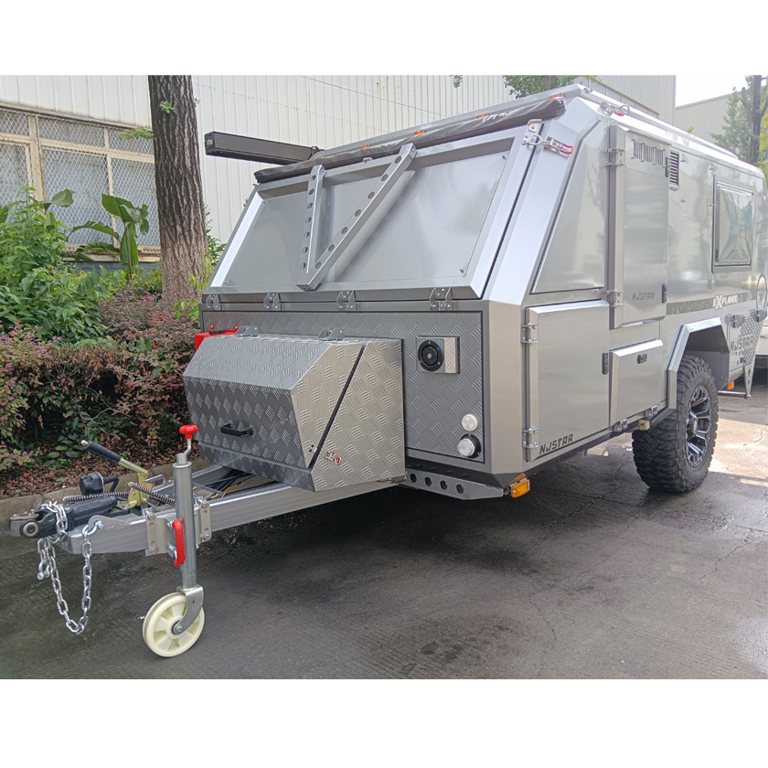 market proven njstar rv hybrid caravan camper off-road atv utility trailer 2 wheel aluminum sheet metal trailer