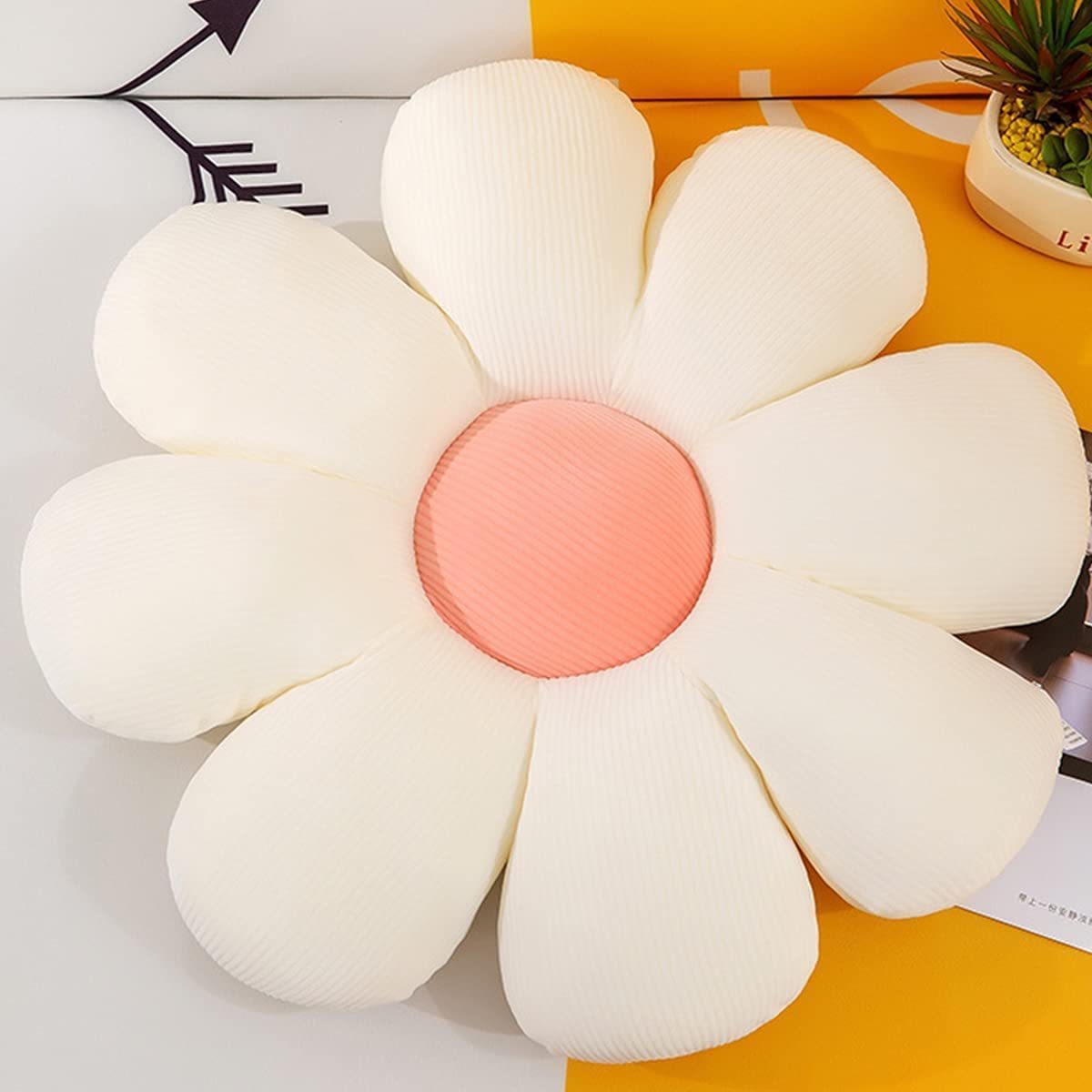 43/55cm Flower Plush Throw Pillow Soft Plant Cartoon Chair Cushion Sunflower Smile Plush Toys Stuffed Cushion Mat Home