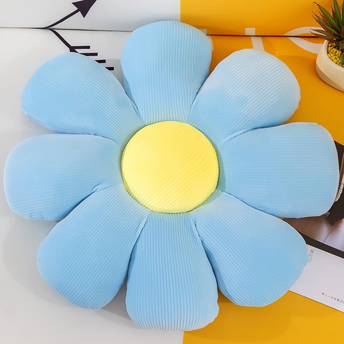 43/55cm Flower Plush Throw Pillow Soft Plant Cartoon Chair Cushion Sunflower Smile Plush Toys Stuffed Cushion Mat Home