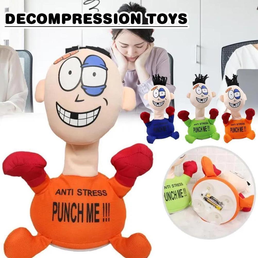 Funny Punch Me Doll With Screaming Sound Creative Interactive Vent Emotion Stress Electric Anti Stress Plush Relief Boxing Toys