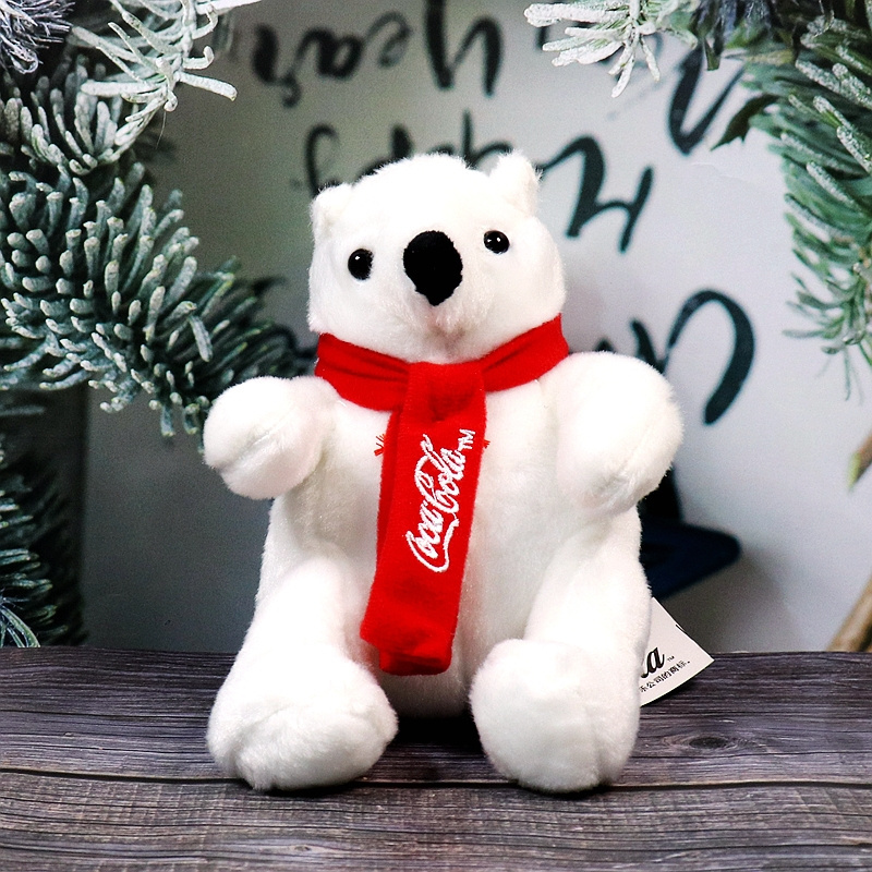 Promotion Cola Audited Factory Cola Polar White Polar Bear Cola Scarf and tag Plush 4.5