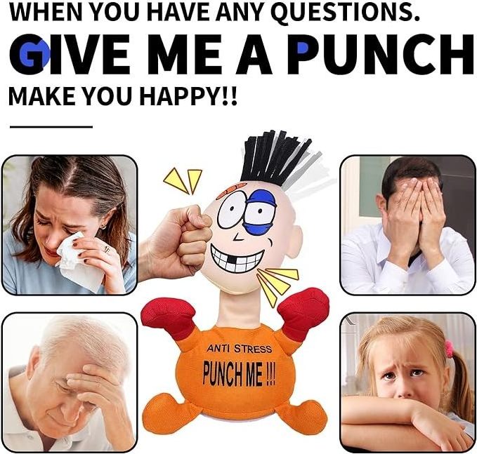 Funny Punch Me Doll With Screaming Sound Creative Interactive Vent Emotion Stress Electric Anti Stress Plush Relief Boxing Toys