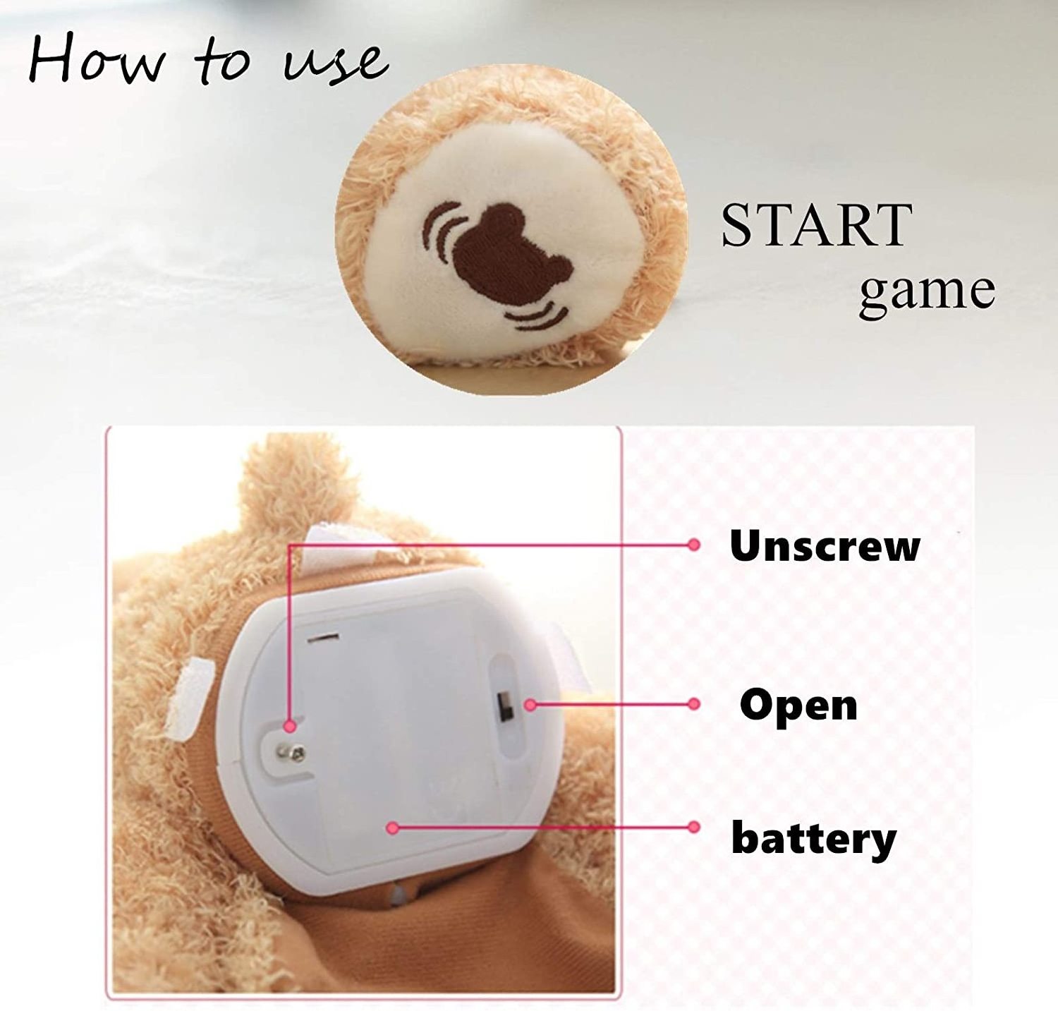 30CM Robot Teddy Plush Talking Play Seek Bear Hiclassicseek Animated Electronic Bear Music Stuffed Animal Shy Bear Gift for Kids