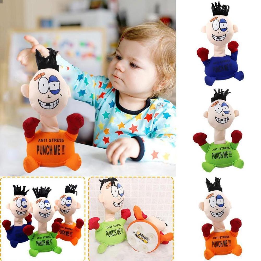 Funny Punch Me Doll With Screaming Sound Creative Interactive Vent Emotion Stress Electric Anti Stress Plush Relief Boxing Toys