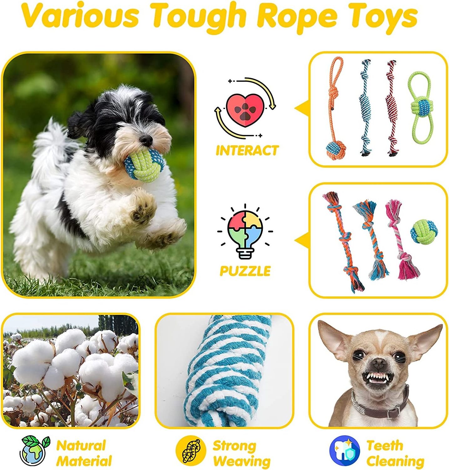 BSCI Custom Wholesale Pet Aggressive Chewers Plush Cotton Rope Set Indestructible Kit Squeaky Chew Dog Toys