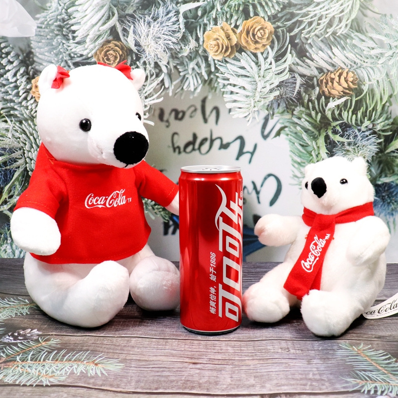 Promotion Cola Audited Factory Cola Polar White Polar Bear Cola Scarf and tag Plush 4.5