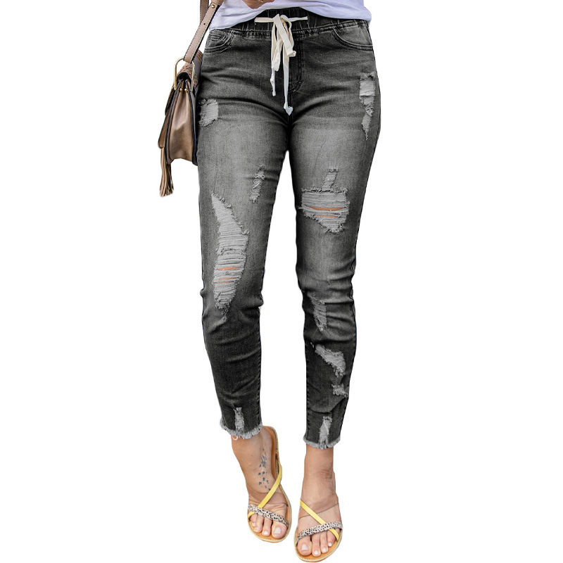 Custom Women Jeans Slim denim pants Distressed Skinny Jeans denim pants trousers women ripped jeans