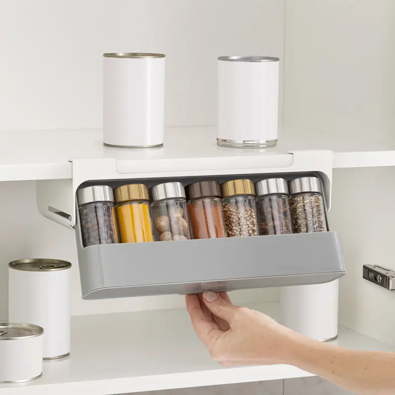 2023 Hot Sale Kitchen Cabinet Space Saving Pull Out Drawer Storage Holder Under-shelf Spice Organizer