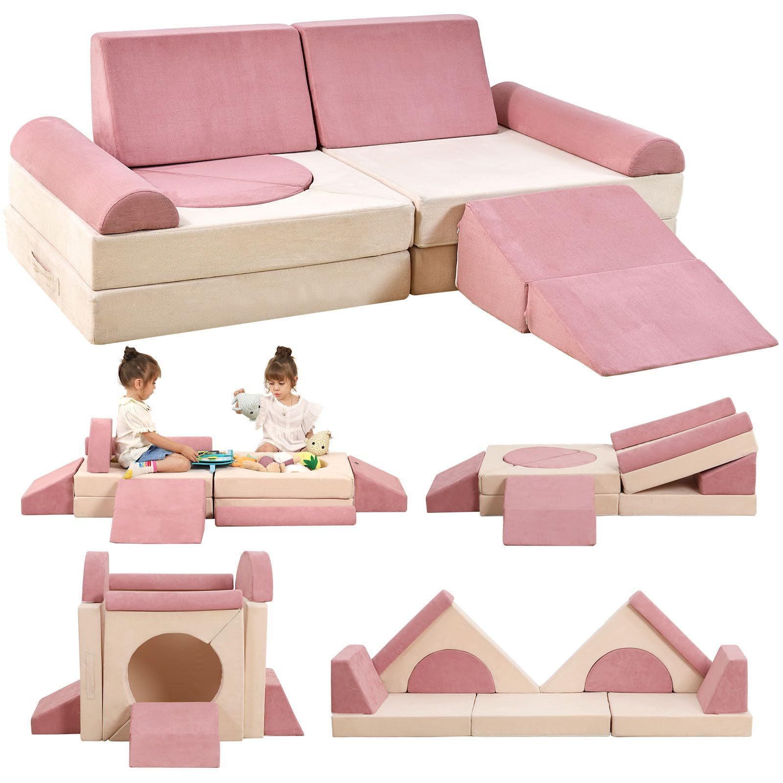 14pcs Modular Kids Play Couch Child Sectional Sofa  Convertible Foam and Floor Cushion Nugget couch