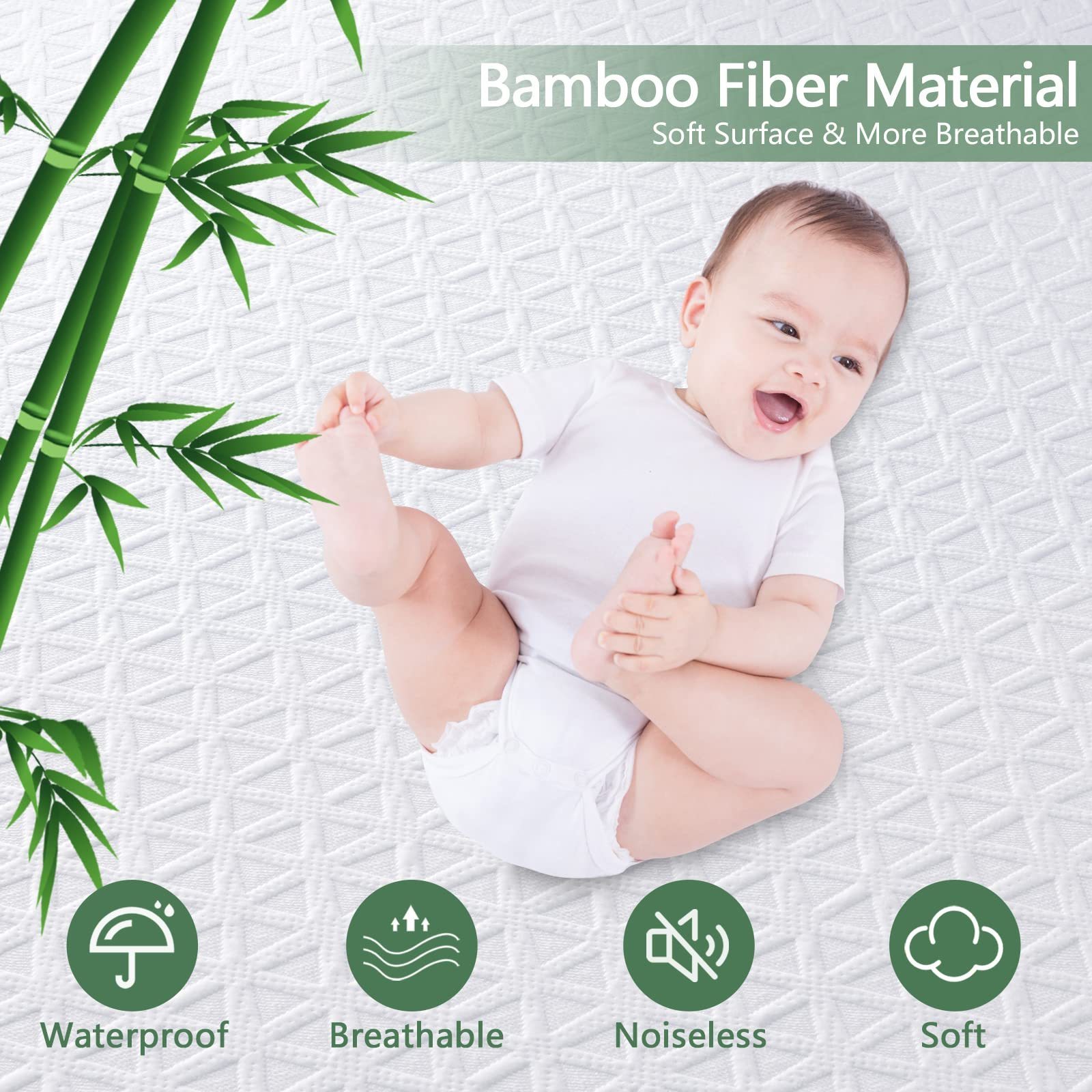 Premium 100% Waterproof Mattress Protector Queen Size Bed Bamboo Mattress Cover Breathable 3D Air Fabric Cooling Mattress Pad